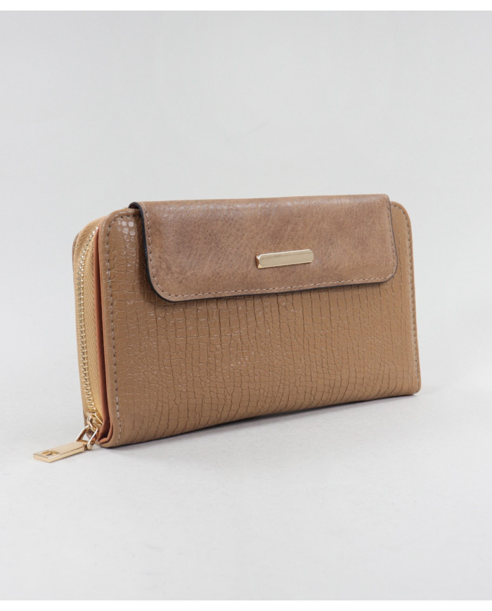 Women's Taupe Wallet with Texture