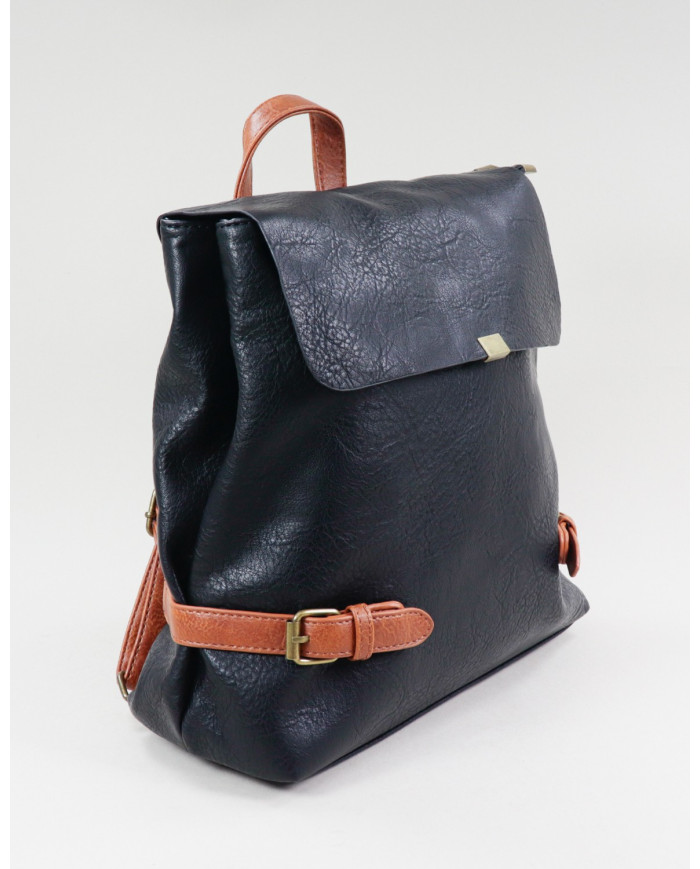 Ladies Black Backpack with Buckles
