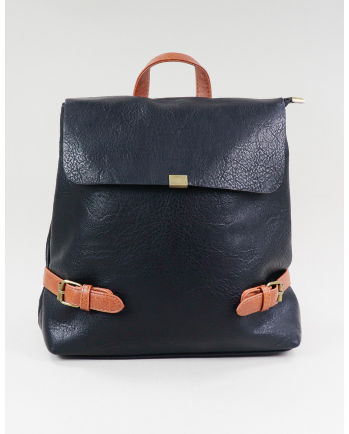 Ladies Black Backpack with Buckles