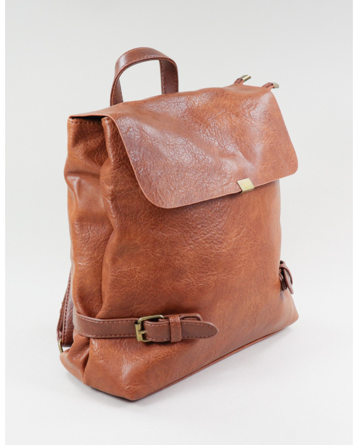 Ladies Camel Backpack with Buckles