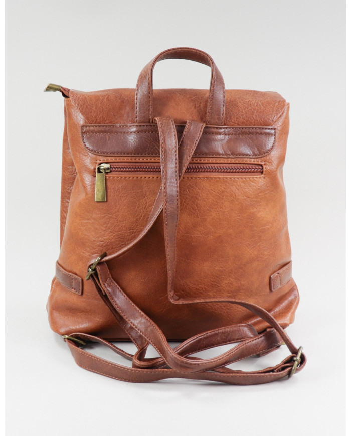 Ladies Camel Backpack with Buckles
