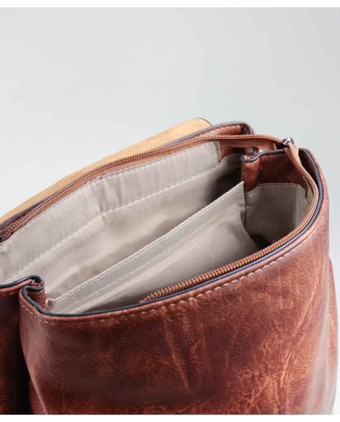 Brown backpack with Application Decorative