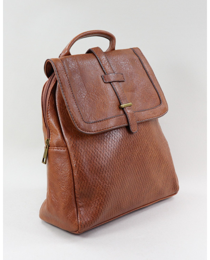 Ladies Camel Backpack with Decorative Strip