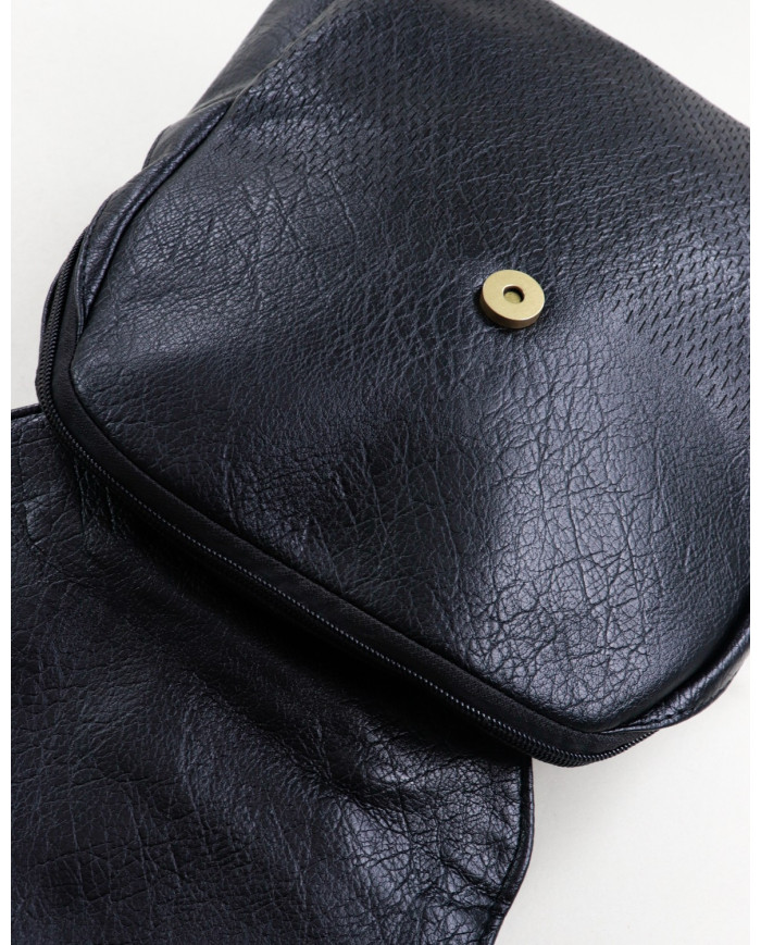 Mochila Preta de Senhora com Tira Decorativa