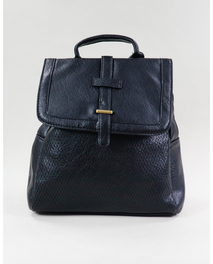 Ladies Black Backpack with Decorative Strip