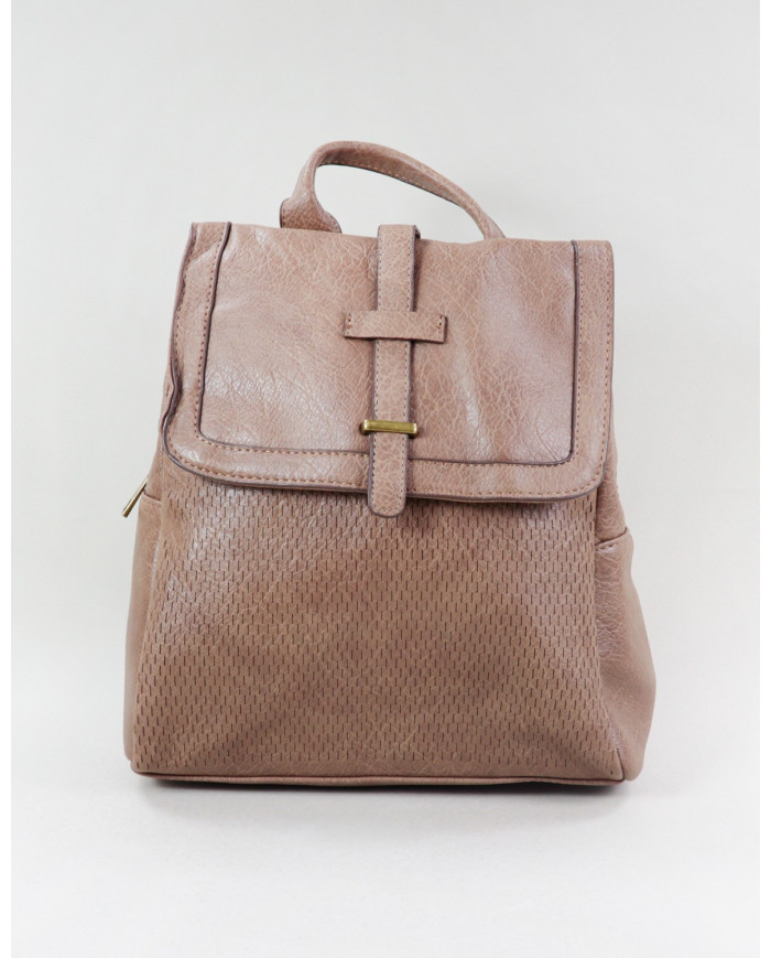 Mochila Taupe de Senhora com Tira Decorativa