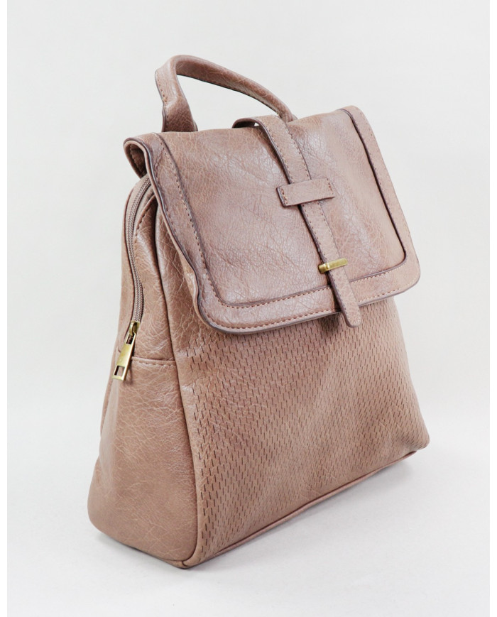 Damas Taupe Mochila con tira decorativa