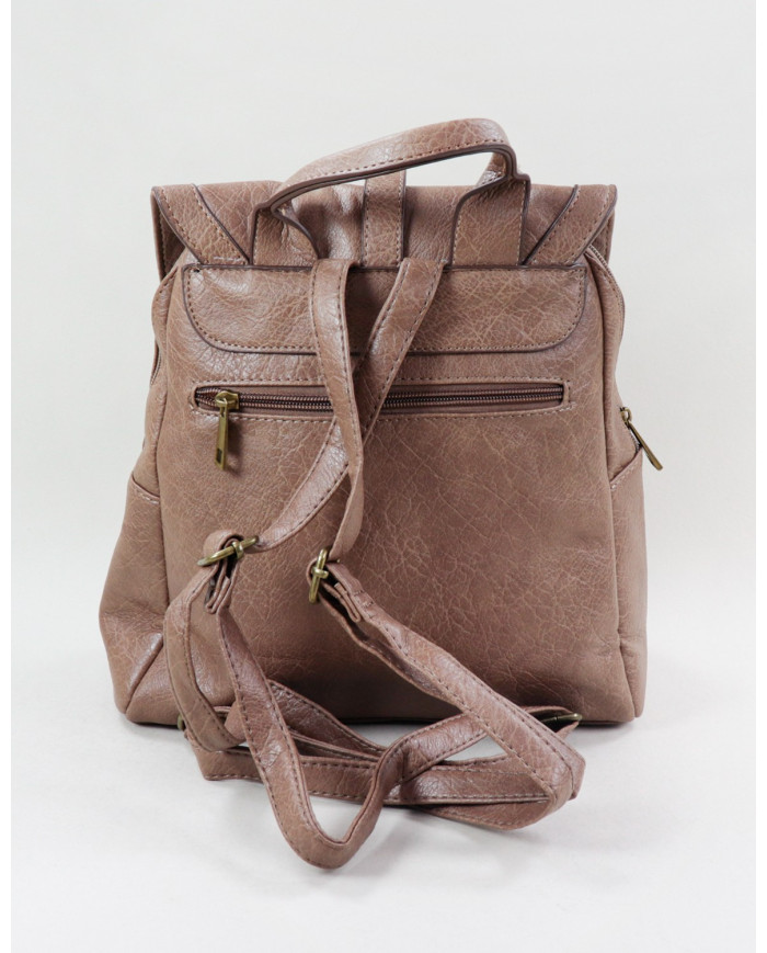 Damas Taupe Mochila con tira decorativa