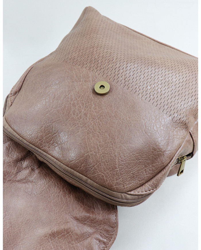 Mochila Taupe de Senhora com Tira Decorativa