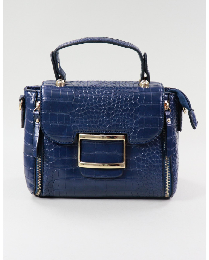 Maleta de dama azul con broches