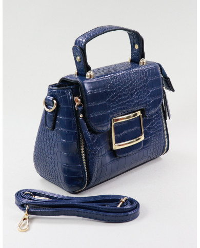 Maleta de dama azul con broches