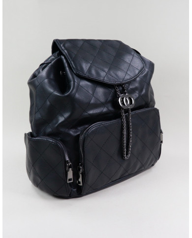 Damas Mochila negra con aplicación ajustable