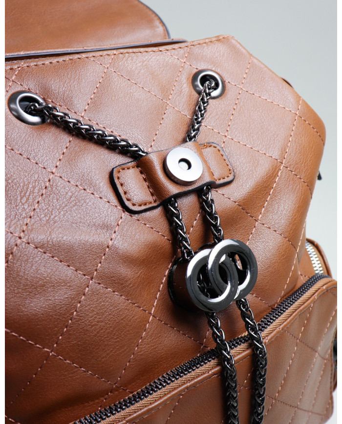 Ladies Camel Backpack with Adjustable Applique