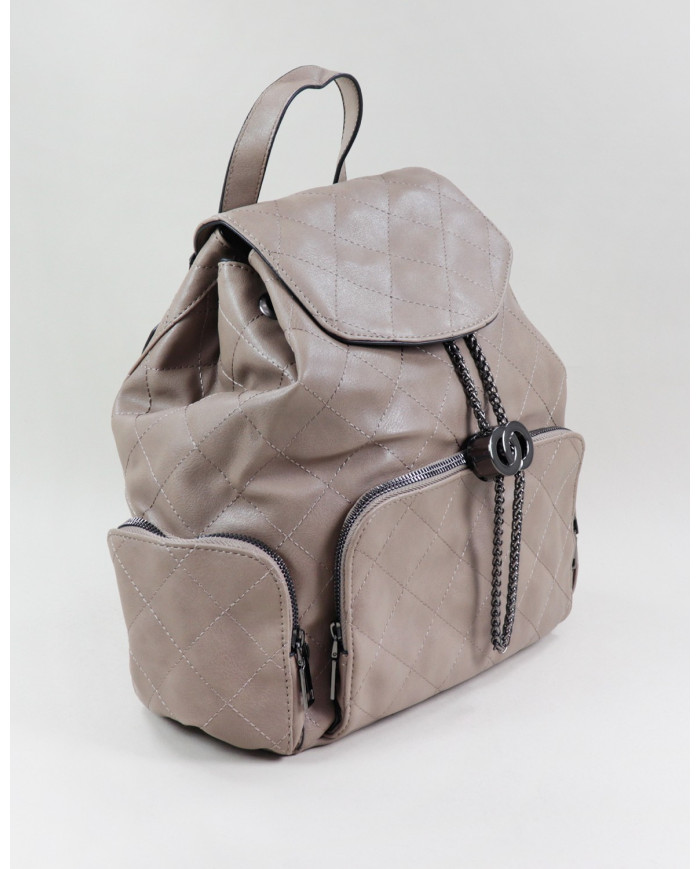Mochila Taupe de Senhora com Aplique Ajustável