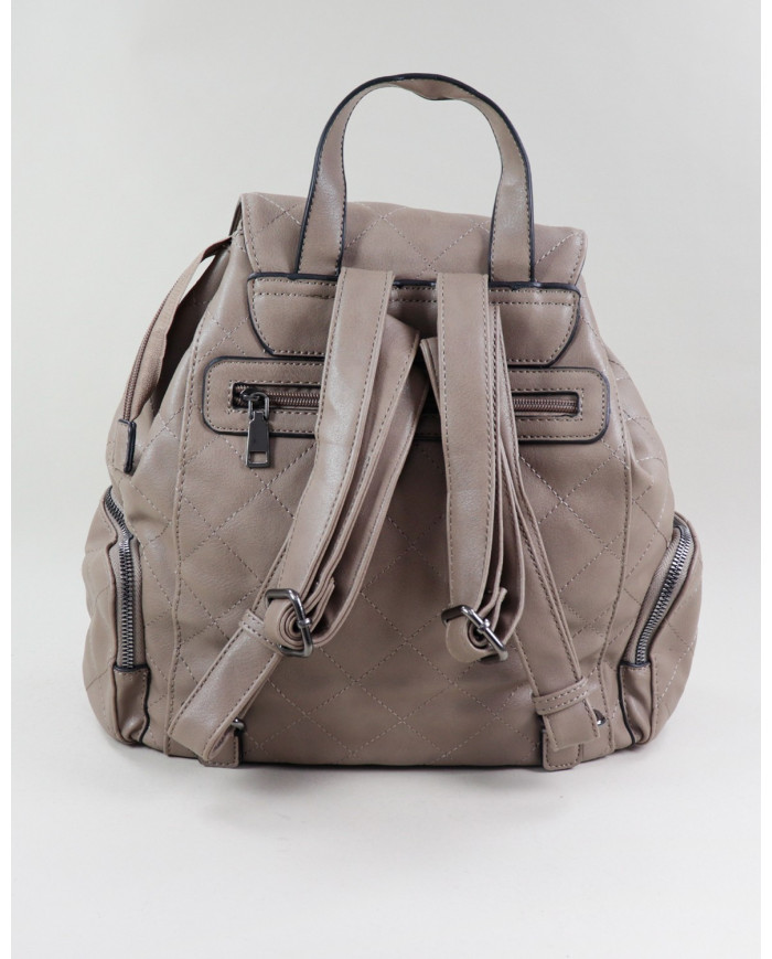 Mochila Taupe de Senhora com Aplique Ajustável