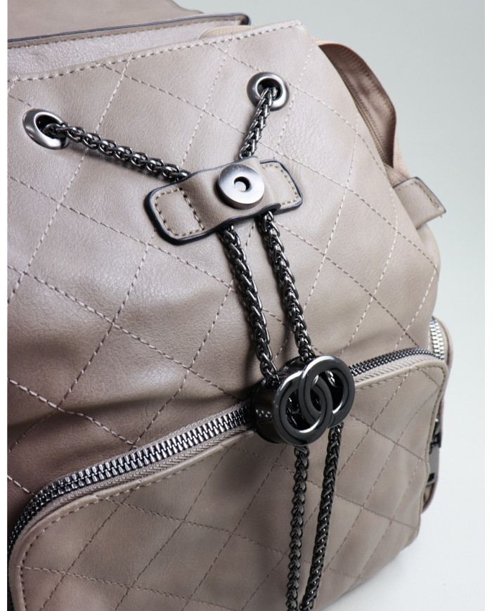 Damas Taupe Mochila con aplicación ajustable