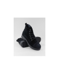 Botins Pretos Rasos Ginova com Atacadores