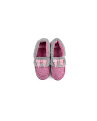 Pantufas de Senhora Rosa com Pelo e Laço