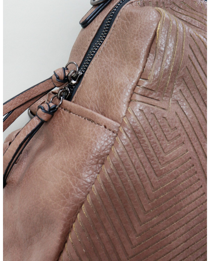 Ladies Taupe backpack with Pattern