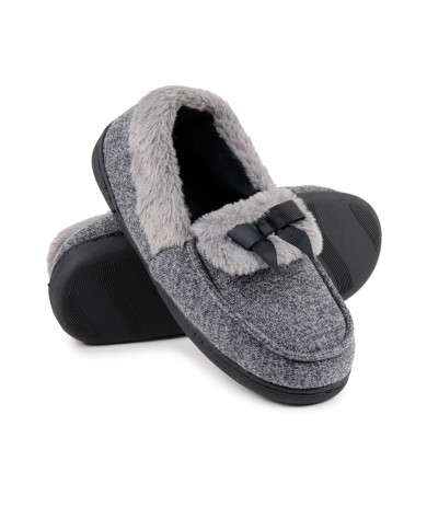 Pantufas de Senhora Cinza with Pelo and Laço