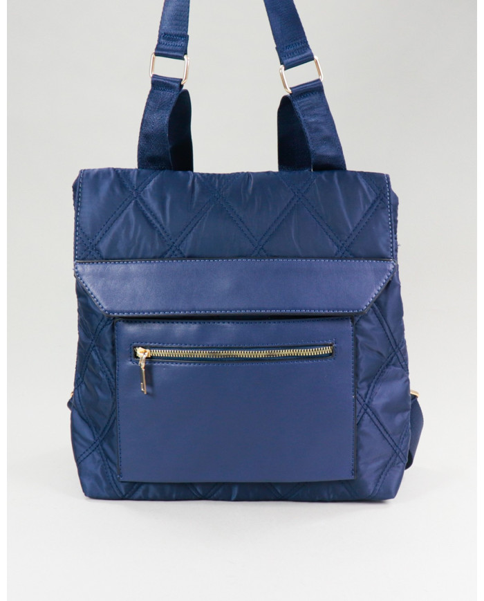 Mochila de dama azul con pala decorativa