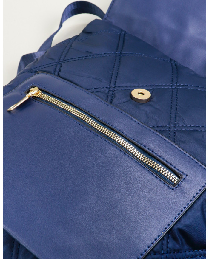 Mochila Azul de Senhora com Pala Decorativa