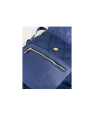 Mochila Azul de Senhora com Pala Decorativa