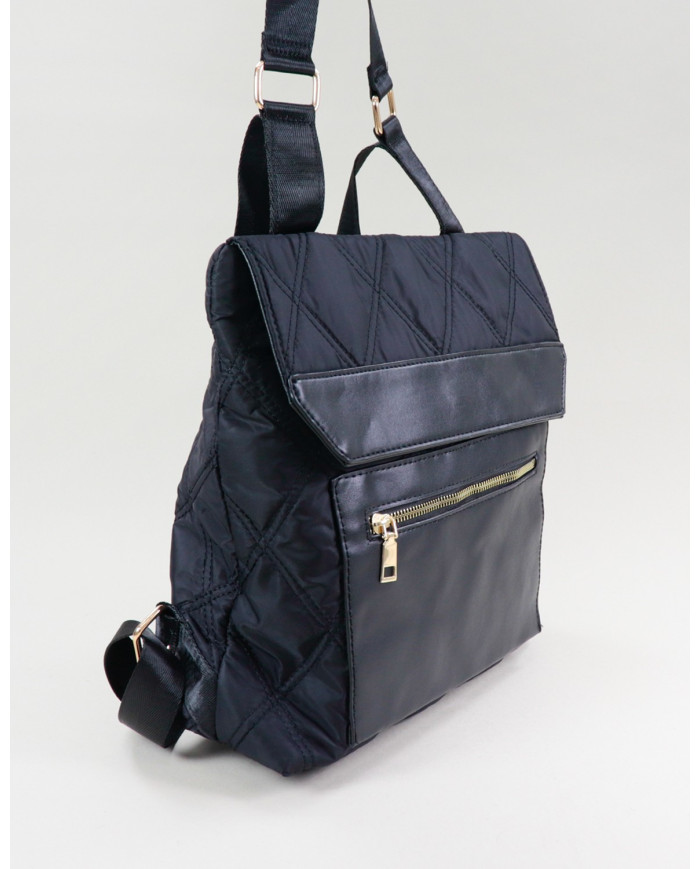 Black Lady Backpack with Decorative Pala