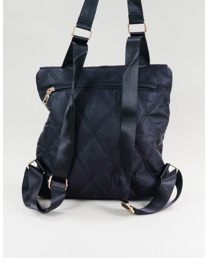 Mochila Preto de Senhora com Pala Decorativa