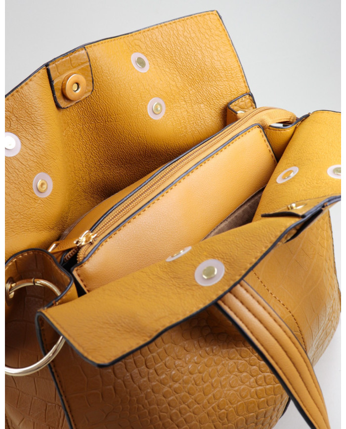 Mala Mostarda de Senhora com Divisórias no Interior