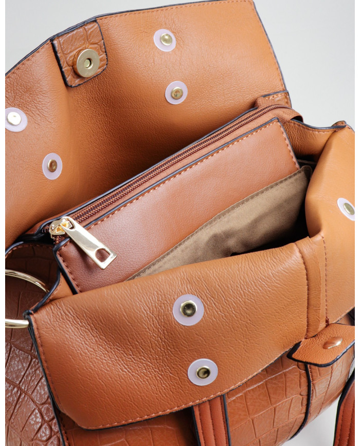 Lady Camel Bag with Interior Partitions