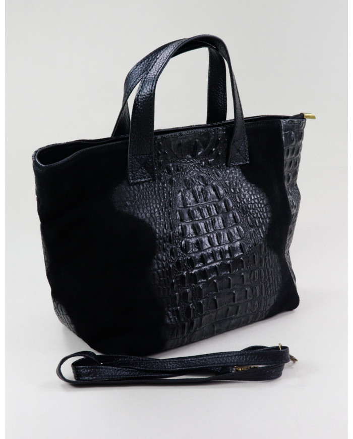 Mala Preta de Senhora de Mão em Pele