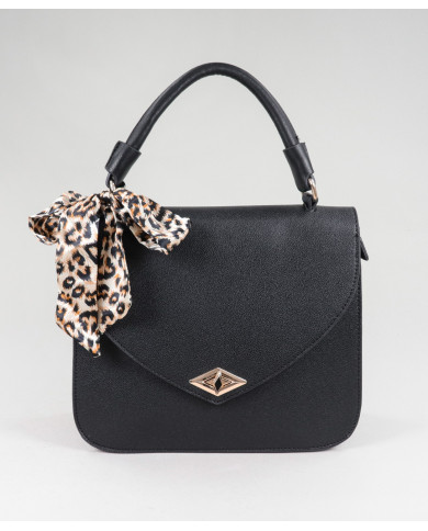 Mala Preta de Senhora com Lenço Leopardo
