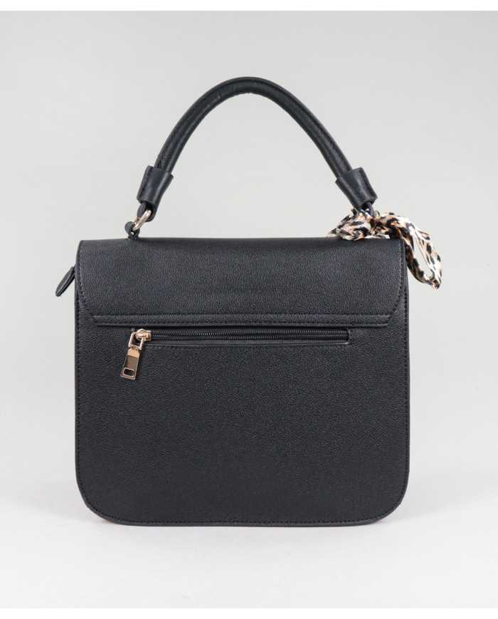 Lady's Black Suitcase with Leopard Scarf