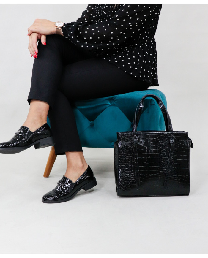 Damas Negro Maleta con Correa de Mano