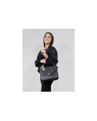 Lady's Black Suitcase with Leopard Scarf