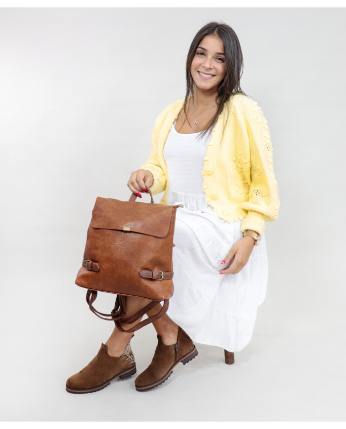Damas Camel Mochila con Buckles