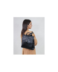 Damas Mochila negra con tira decorativa