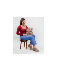 Ladies Taupe Backpack with Decorative Strip