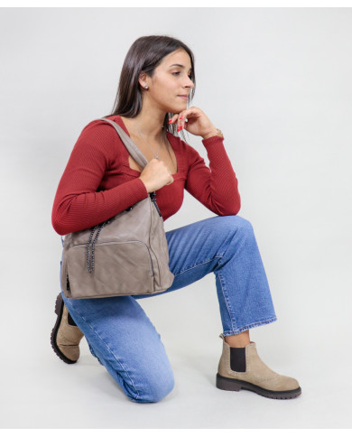 Chicas Taupe Bolsa con Ajustable Aplicable
