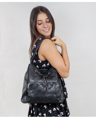 Damas Negro caso con aplique ajustable