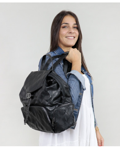 Ladies Black Backpack with Adjustable Apply