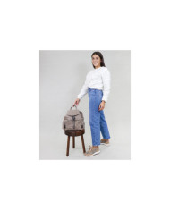 Mochila Taupe de Senhora com Aplique Ajustável