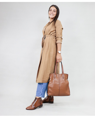 Lady Camel Bag with Interior Partitions
