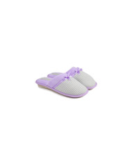 Women's Room Slippers Gray with Satin Lace