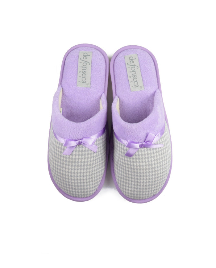 Women's Room Slippers Gray with Satin Lace