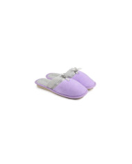Ladies Lilac Room Slippers with Satin Lace