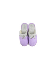 Ladies Lilac Room Slippers with Satin Lace