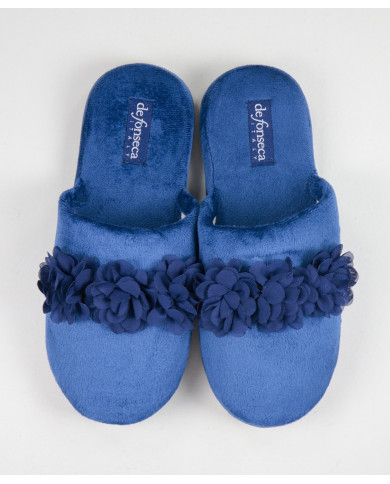 Ms. DeFonseca Room Slippers with Fabric Flowers