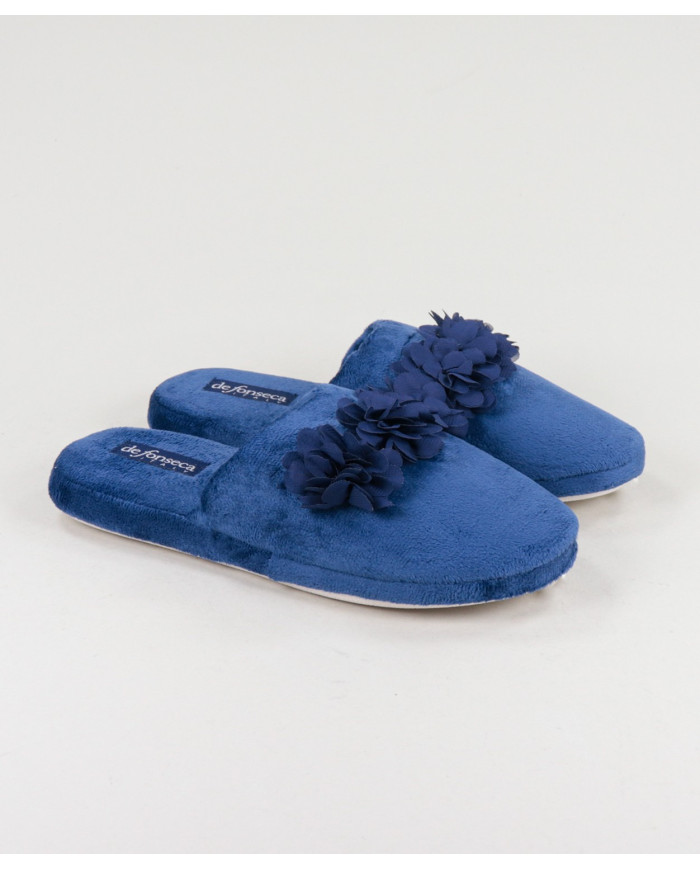 Ms. DeFonseca Room Slippers with Fabric Flowers